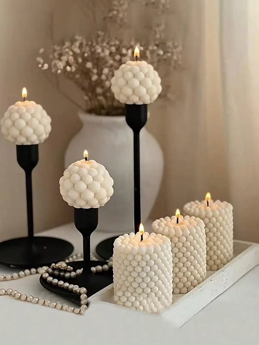 1pc Handmade Bubble Cylinder Bubble Ball Candle - Soy Wax, Fragrant, Handmade, Photography Props, Home Decor, Mother's Day, Birthday Gift, Relaxation, Ambiance Enhancement,Room Decor,Gifts Graduation