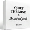 1pc 5*5inch(12.4*12.4cm) Quiet The Mind And The Soul Will Speak Sign,Inspirational Wood Block Box Plaque Sign Desk Decor For Home Yoga Room Meditation Space Shelf Table Decorations