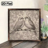 Vintage Farmhouse-Style Wall Art, Depicting A Pair Of Birds On Beige Floral Branches, With A Brown FrameThis Rustic Decoration Measures 8X 8inch And Is Ready To Use, Suitable For Hanging In The Living Room, Kitchen, Cafe, Or At Weddings